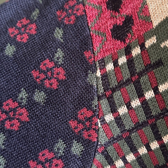 Vintage Patchwork Knit Sweater with Floral Patterns - Picture 8 of 10